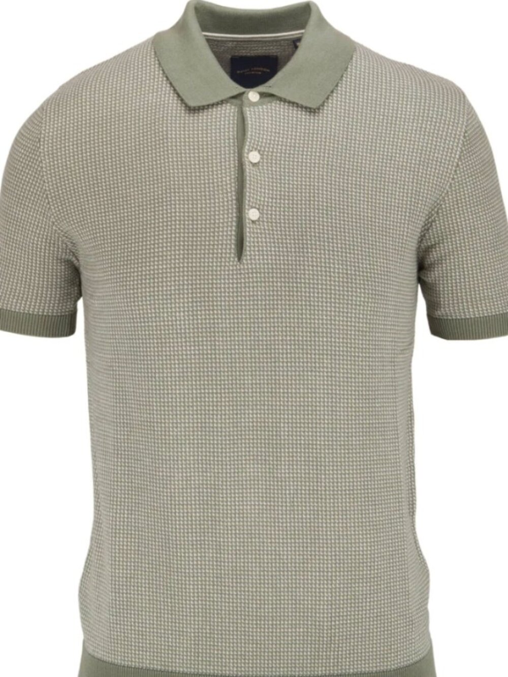Guide London Green/Stone 2 Tone Jacquard Knit Short Sleeve Polo